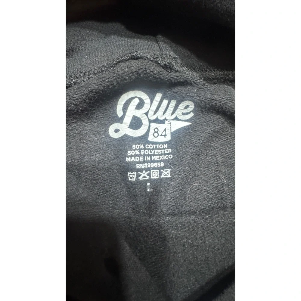Blue 84 Iowa Football Hoodie Mens Large Black‎ Graphic Pullover NCAA Hawkeyes